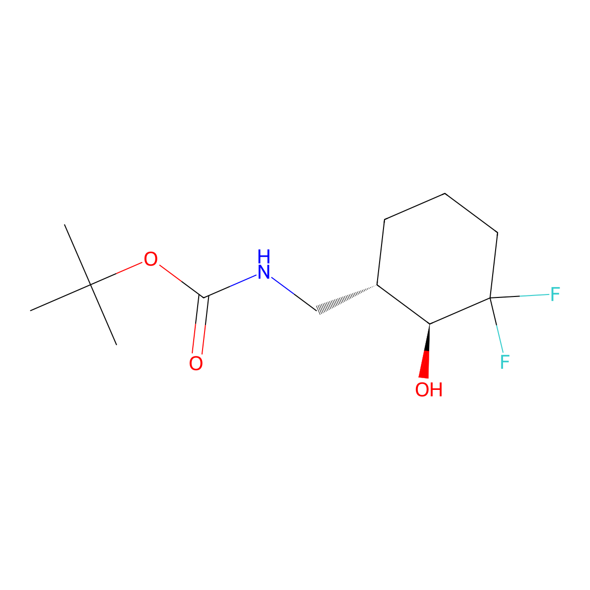 rac-tert-butyl N-{[(1R,2R)-3,3-difluoro-2-hydroxycyclohexyl]methyl}carbamate molecular structure, CAS 2973404-79-2