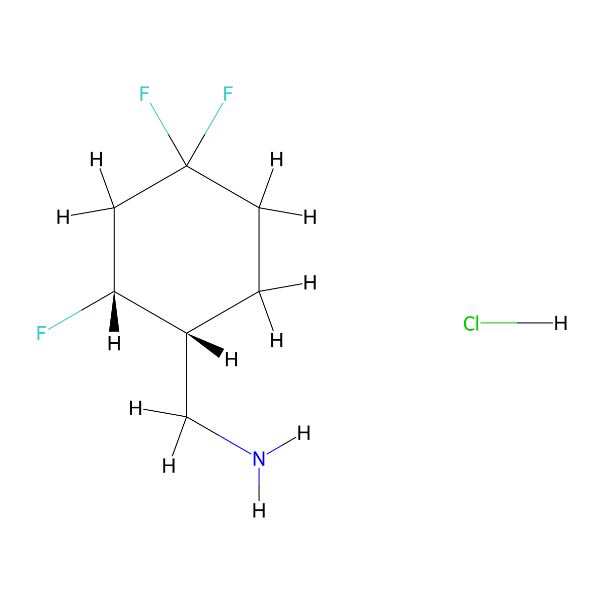 rac-1-[(1R,2R)-2,4,4-trifluorocyclohexyl]methanamine hydrochloride molecular structure, CAS 2973404-81-6