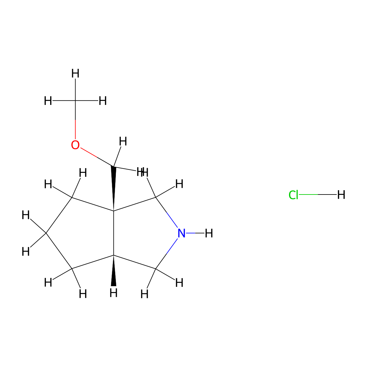 (3aR,6aR)-3a-(methoxymethyl)-2,3,4,5,6,6a-hexahydro-1H-cyclopenta[c]pyrrole;hydrochloride molecular structure, CAS 2973404-83-8