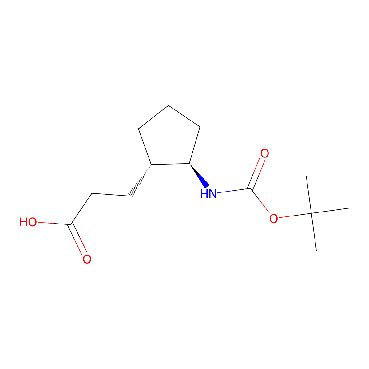rac-3-[(1R,2S)-2-{[(tert-butoxy)carbonyl]amino}cyclopentyl]propanoic acid molecular structure, CAS 2973405-08-0