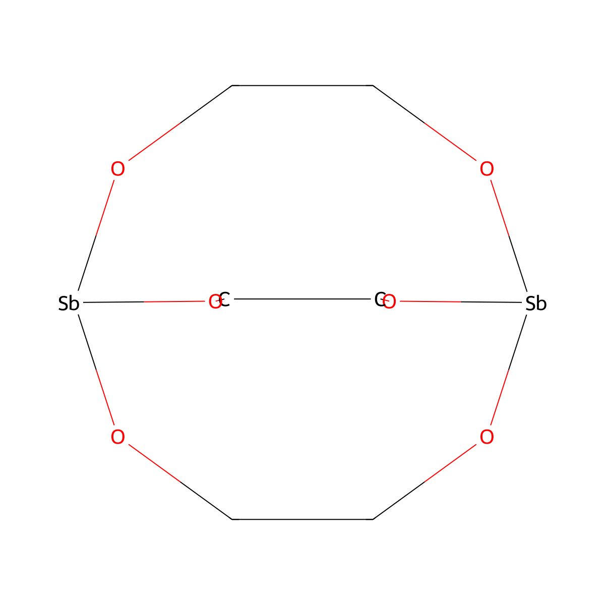 Antimony tris(ethylene glycoxide) molecular structure, CAS 29736-75-2