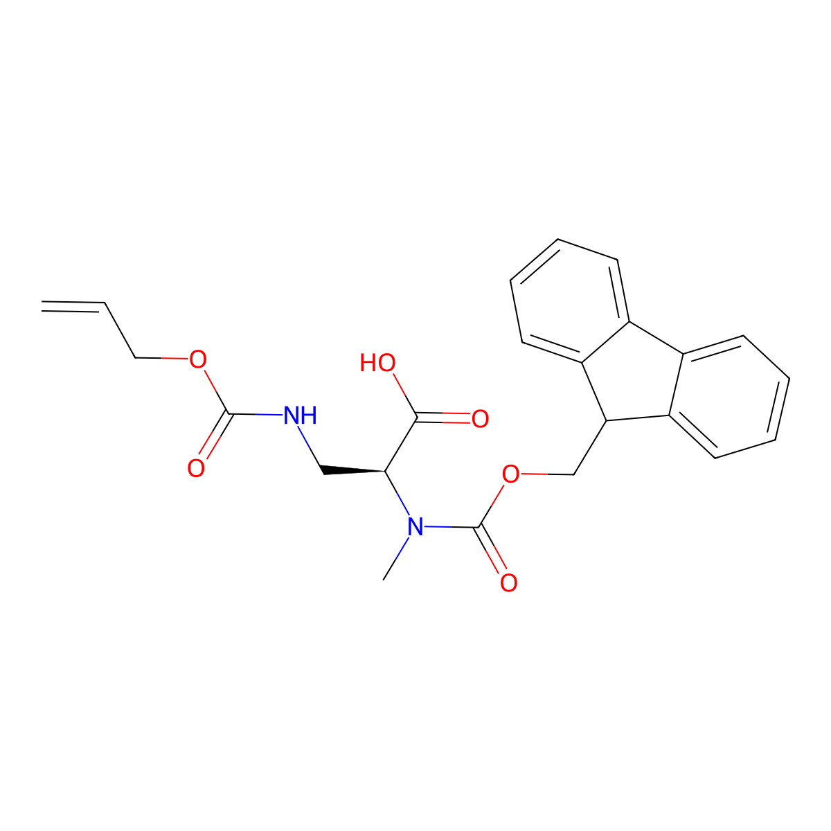 (S)-2-((((9H-Fluoren-9-yl)methoxy)carbonyl)(methyl)amino)-3-(((allyloxy)carbonyl)amino)propanoic acid molecular structure, CAS 2973753-13-6