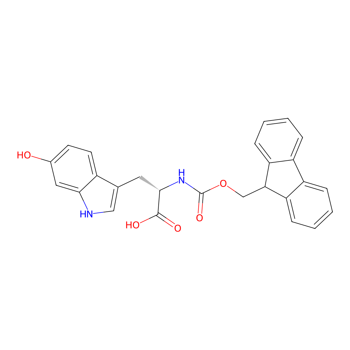(S)-2-((((9H-fluoren-9-yl)methoxy)carbonyl)amino)-3-(6-hydroxy-1H-indol-3-yl)propanoic acid molecular structure, CAS 2973753-29-4