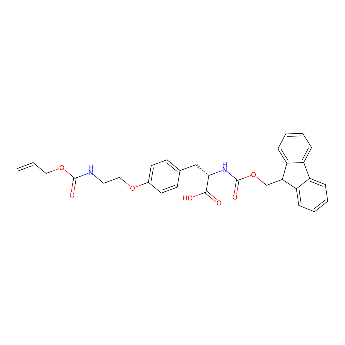 (S)-2-((((9H-fluoren-9-yl)methoxy)carbonyl)amino)-3-(4-(2-(((allyloxy)carbonyl)amino)ethoxy)phenyl)propanoic acid molecular structure, CAS 2973753-69-2