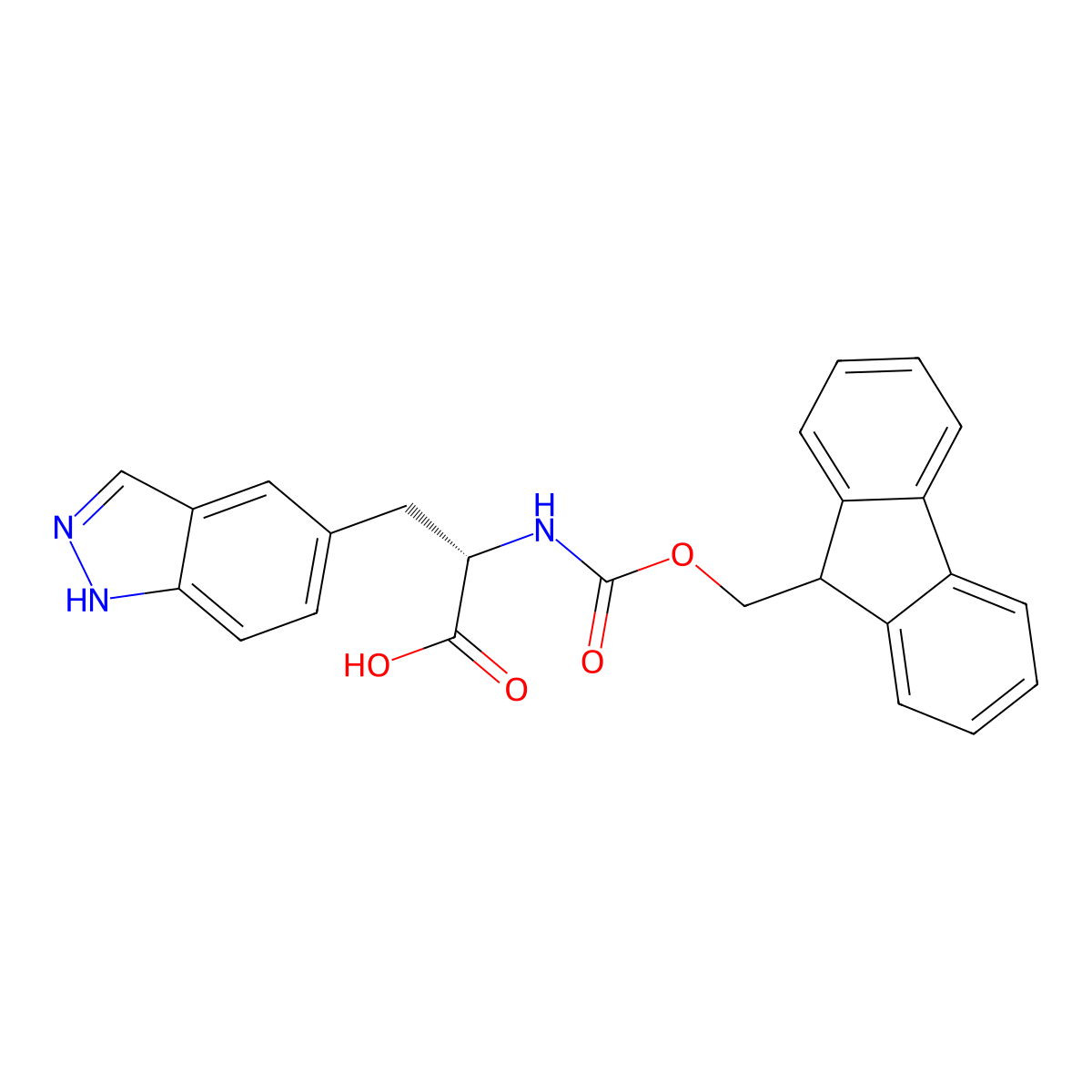 (S)-2-((((9H-Fluoren-9-yl)methoxy)carbonyl)amino)-3-(1H-indazol-5-yl)propanoic acid molecular structure, CAS 2973753-75-0