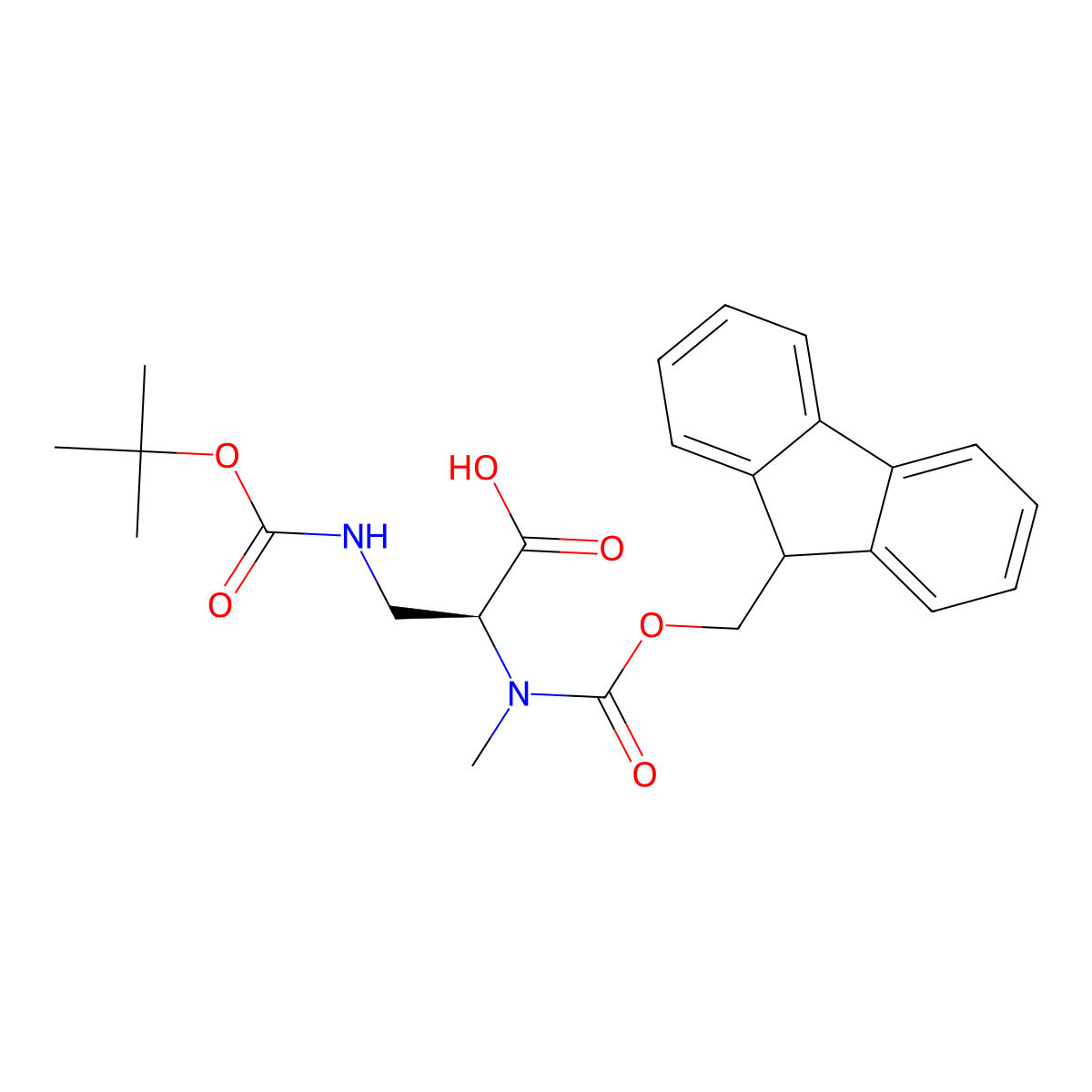 (S)-2-((((9H-Fluoren-9-yl)methoxy)carbonyl)(methyl)amino)-3-((tert-butoxycarbonyl)amino)propanoic acid molecular structure, CAS 2973753-87-4