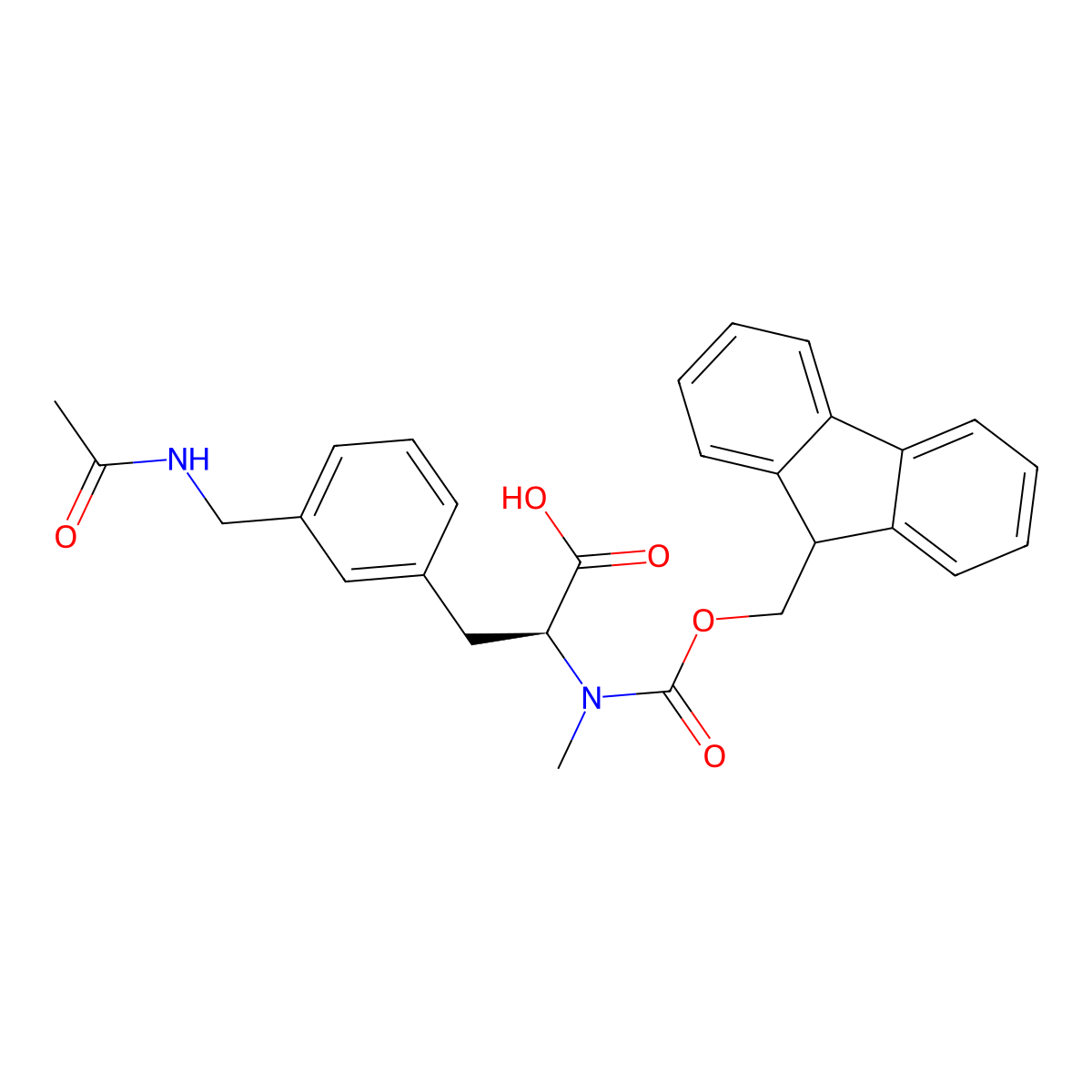 (S)-2-((((9H-Fluoren-9-yl)methoxy)carbonyl)(methyl)amino)-3-(3-(acetamidomethyl)phenyl)propanoic acid molecular structure, CAS 2973753-96-5