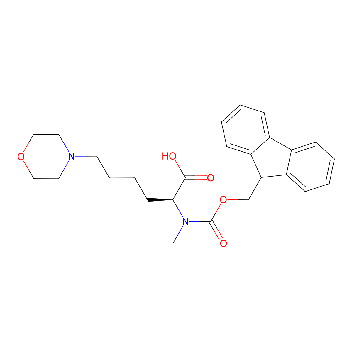 (2S)-2-({[(9H-fluoren-9-yl)methoxy]carbonyl}(methyl)amino)-6-(morpholin-4-yl)hexanoic acid molecular structure, CAS 2973754-20-8