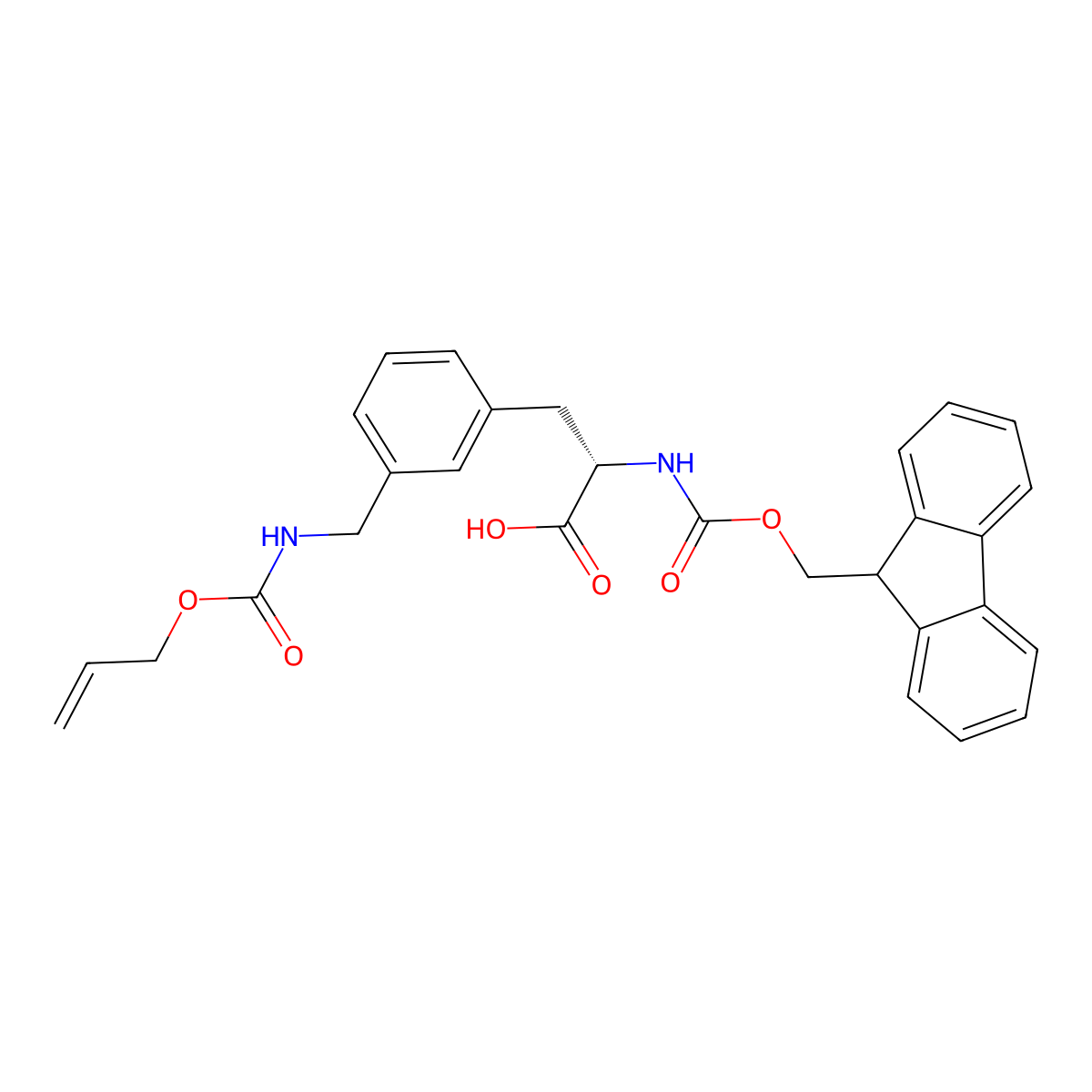 (S)-2-((((9H-fluoren-9-yl)methoxy)carbonyl)amino)-3-(3-((((allyloxy)carbonyl)amino)methyl)phenyl)propanoic acid molecular structure, CAS 2973754-40-2