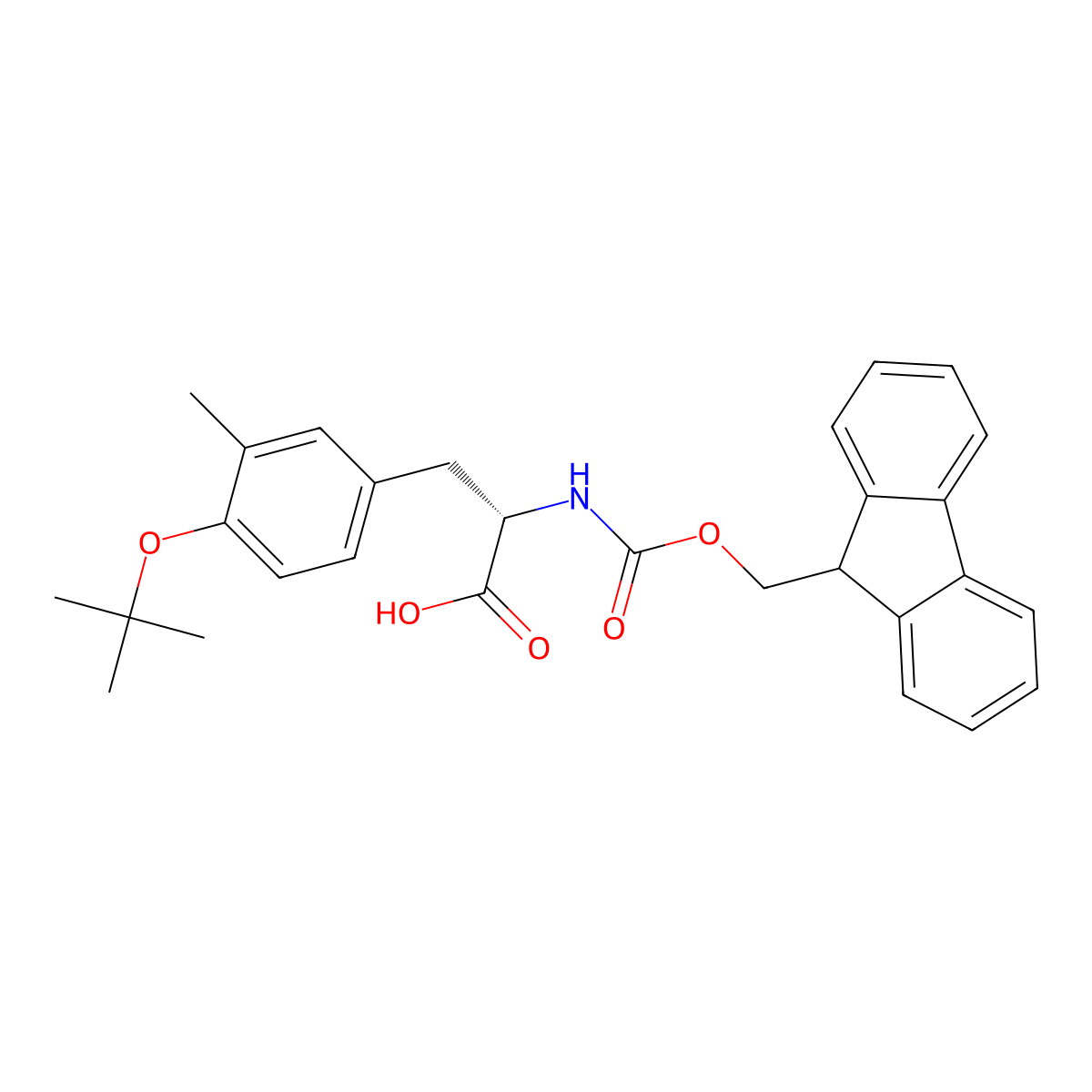 (S)-2-((((9H-Fluoren-9-yl)methoxy)carbonyl)amino)-3-(4-(tert-butoxy)-3-methylphenyl)propanoic acid molecular structure, CAS 2973754-52-6