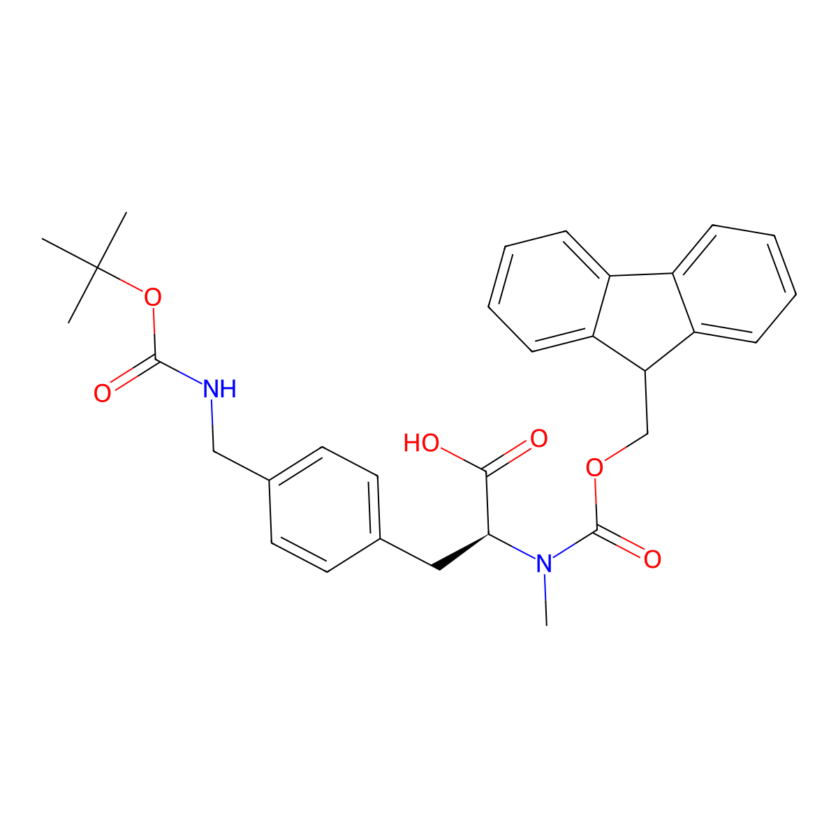 (2S)-3-[4-({[(tert-butoxy)carbonyl]amino}methyl)phenyl]-2-({[(9H-fluoren-9-yl)methoxy]carbonyl}(methyl)amino)propanoic acid molecular structure, CAS 2973754-54-8
