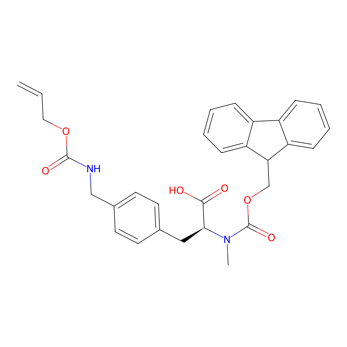 (2S)-3-[4-[(allyloxycarbonylamino)methyl]phenyl]-2-[9H-fluoren-9-ylmethoxycarbonyl(methyl)amino]propanoic acid molecular structure, CAS 2973754-55-9