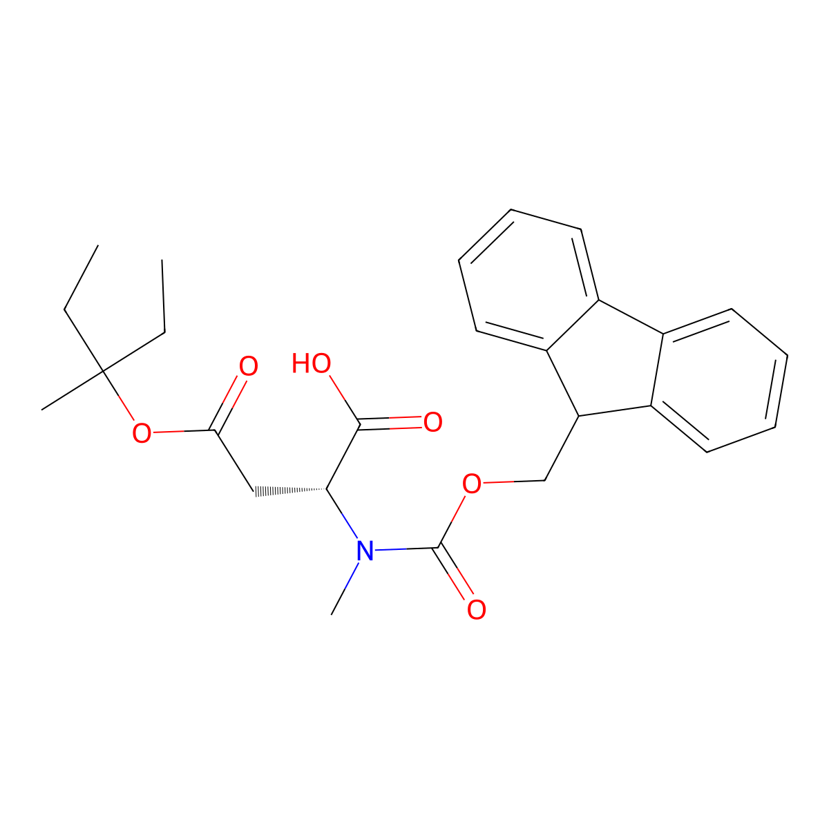 (R)-2-((((9H-fluoren-9-yl)methoxy)carbonyl)(methyl)amino)-4-((3-methylpentan-3-yl)oxy)-4-oxobutanoic acid molecular structure, CAS 2973754-79-7