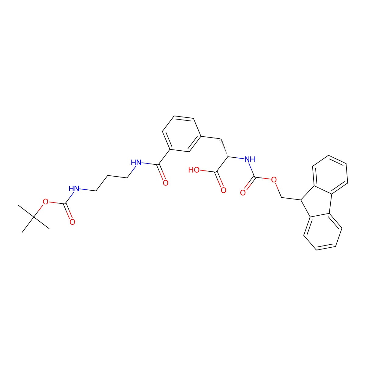 (2S)-3-{3-[(3-{[(tert-butoxy)carbonyl]amino}propyl)carbamoyl]phenyl}-2-({[(9H-fluoren-9-yl)methoxy]carbonyl}amino)propanoic acid molecular structure, CAS 2973754-87-7