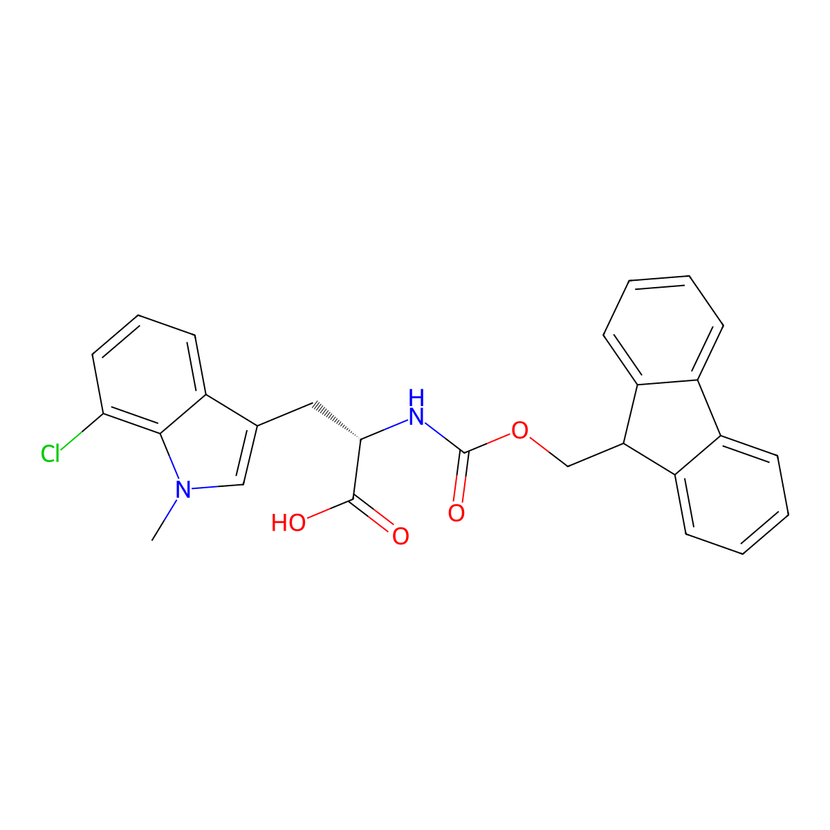 N-Fmoc-7-chloro-1-methyl-L-tryptophan molecular structure, CAS 2973754-88-8
