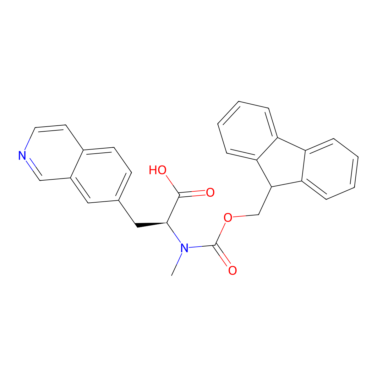 (S)-2-((((9H-fluoren-9-yl)methoxy)carbonyl)(methyl)amino)-3-(isoquinolin-7-yl)propanoic acid molecular structure, CAS 2973754-91-3