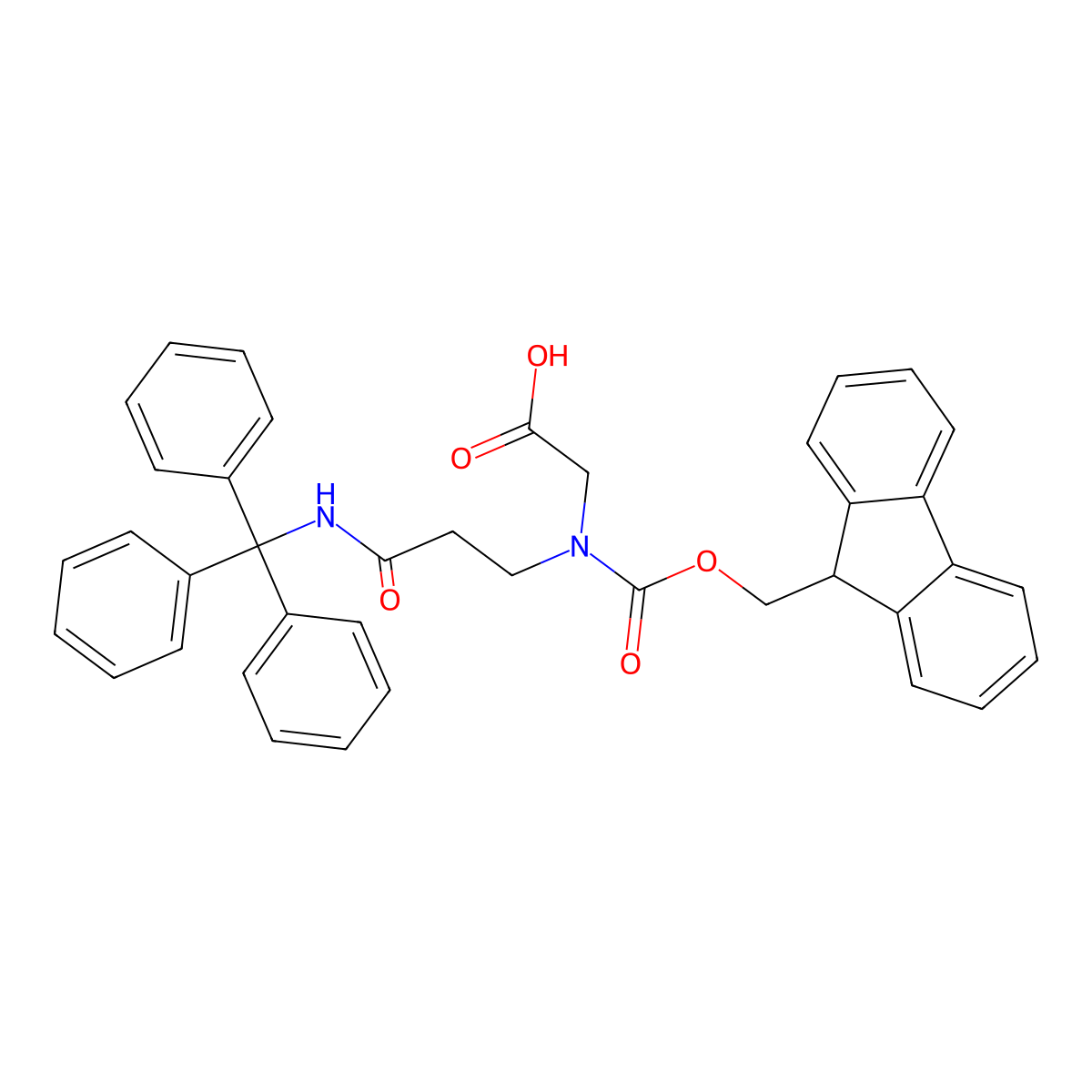 2-[Fmoc-[3-oxo-3-(tritylamino)propyl]amino]acetic Acid molecular structure, CAS 2973754-95-7