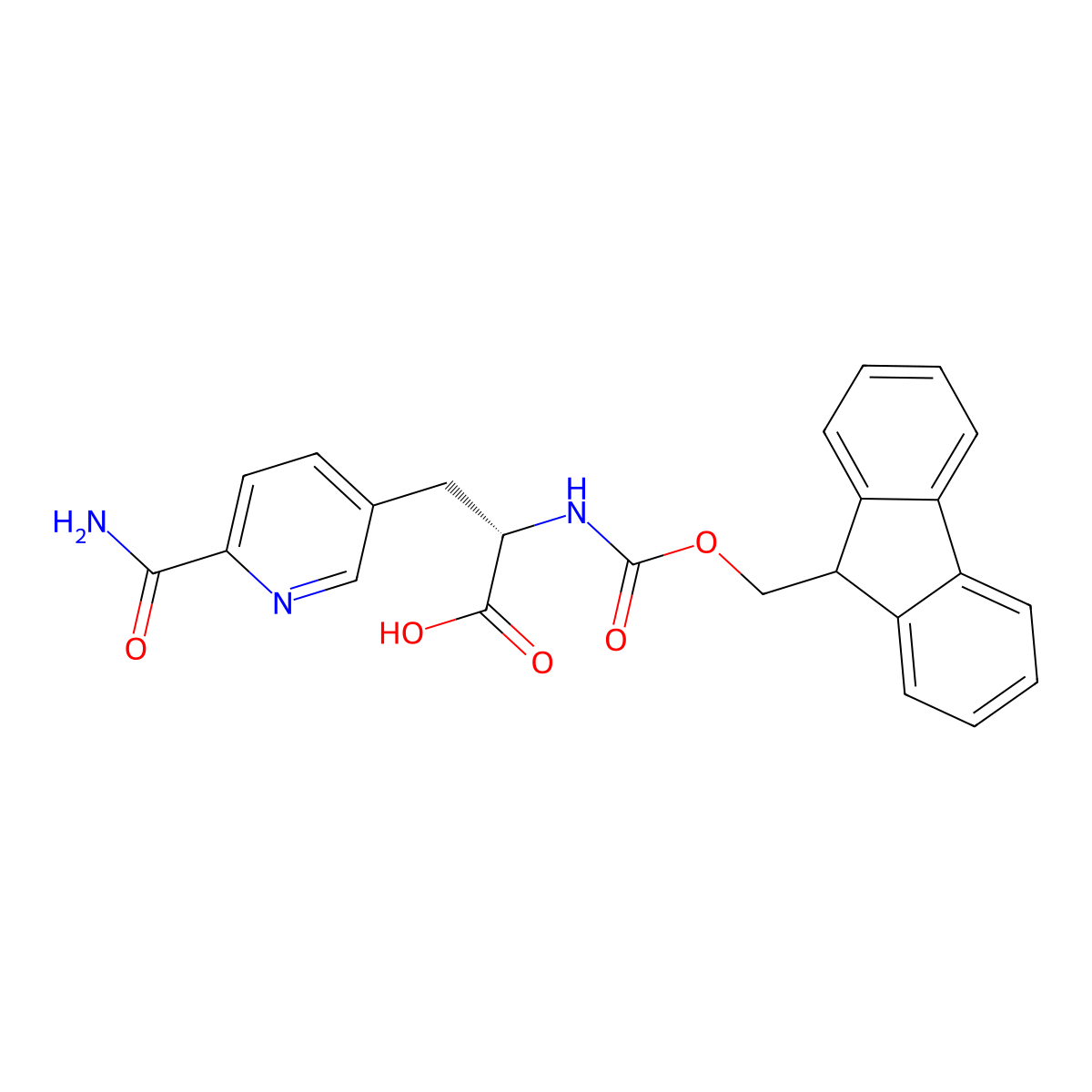 (S)-2-((((9H-fluoren-9-yl)methoxy)carbonyl)amino)-3-(6-carbamoylpyridin-3-yl)propanoic acid molecular structure, CAS 2973755-06-3