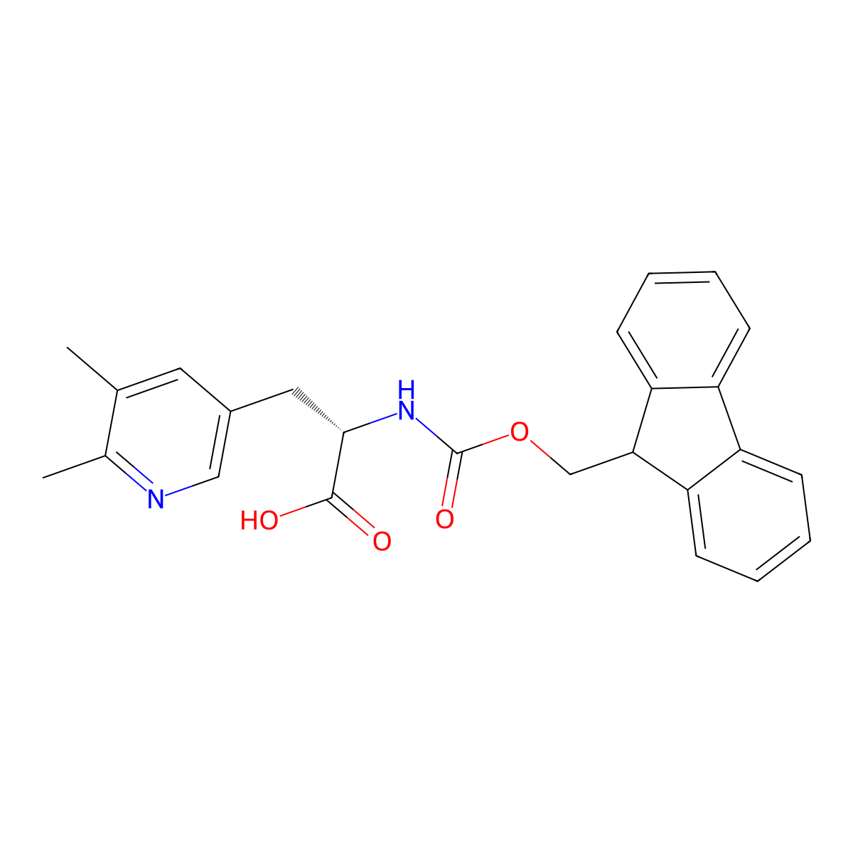 (S)-2-((((9H-Fluoren-9-yl)methoxy)carbonyl)amino)-3-(5,6-dimethylpyridin-3-yl)propanoic acid molecular structure, CAS 2973755-16-5