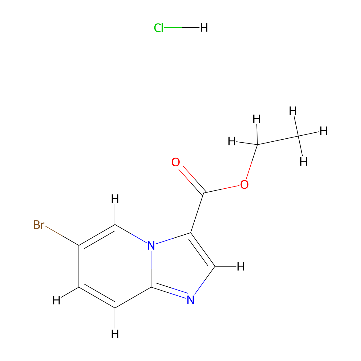 Ethyl 6-bromoimidazo[1,2-A]pyridine-3-carboxylate (hydrochloride) molecular structure, CAS 2973762-27-3