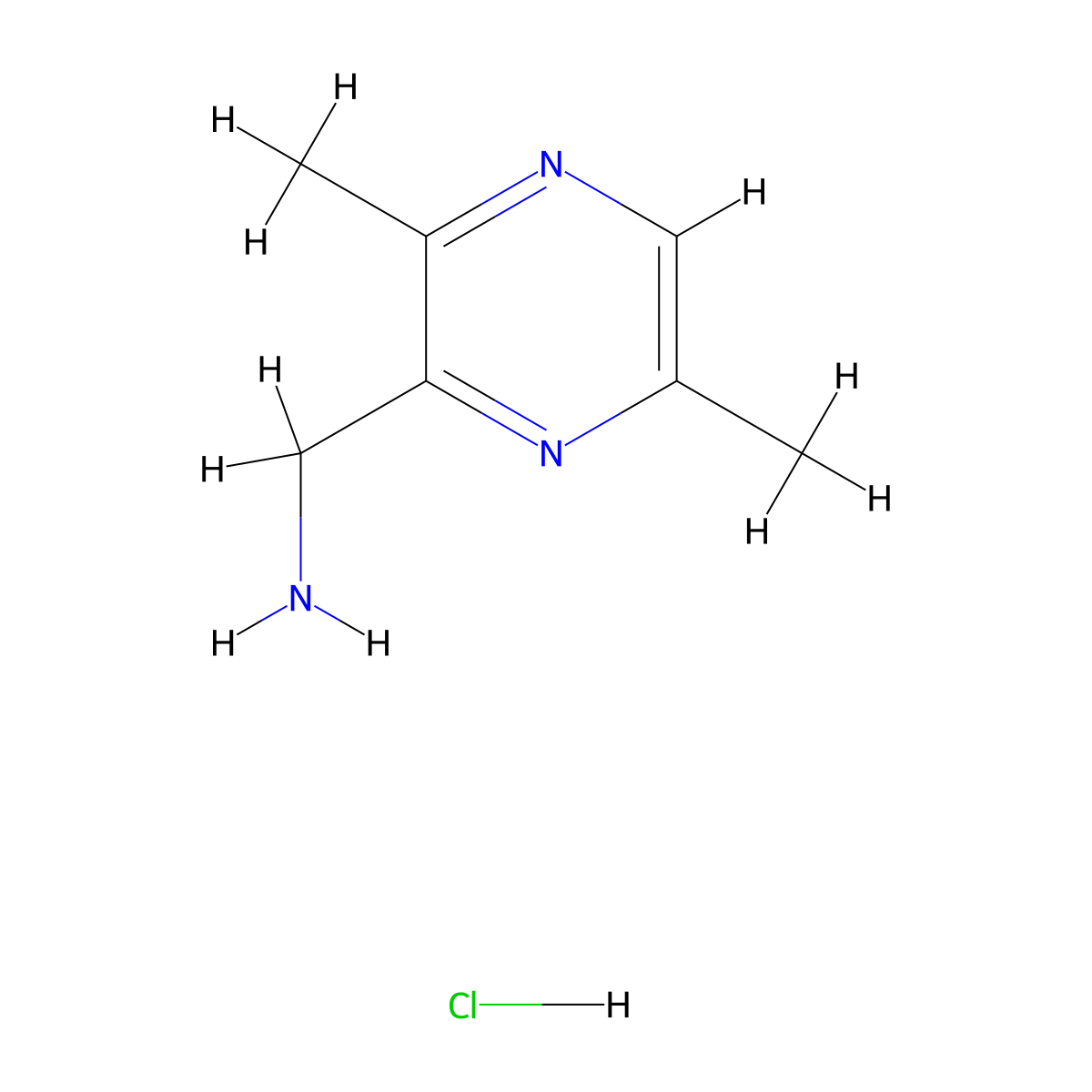 (3,6-Dimethylpyrazin-2-yl)methanamine hydrochloride molecular structure, CAS 2973762-51-3
