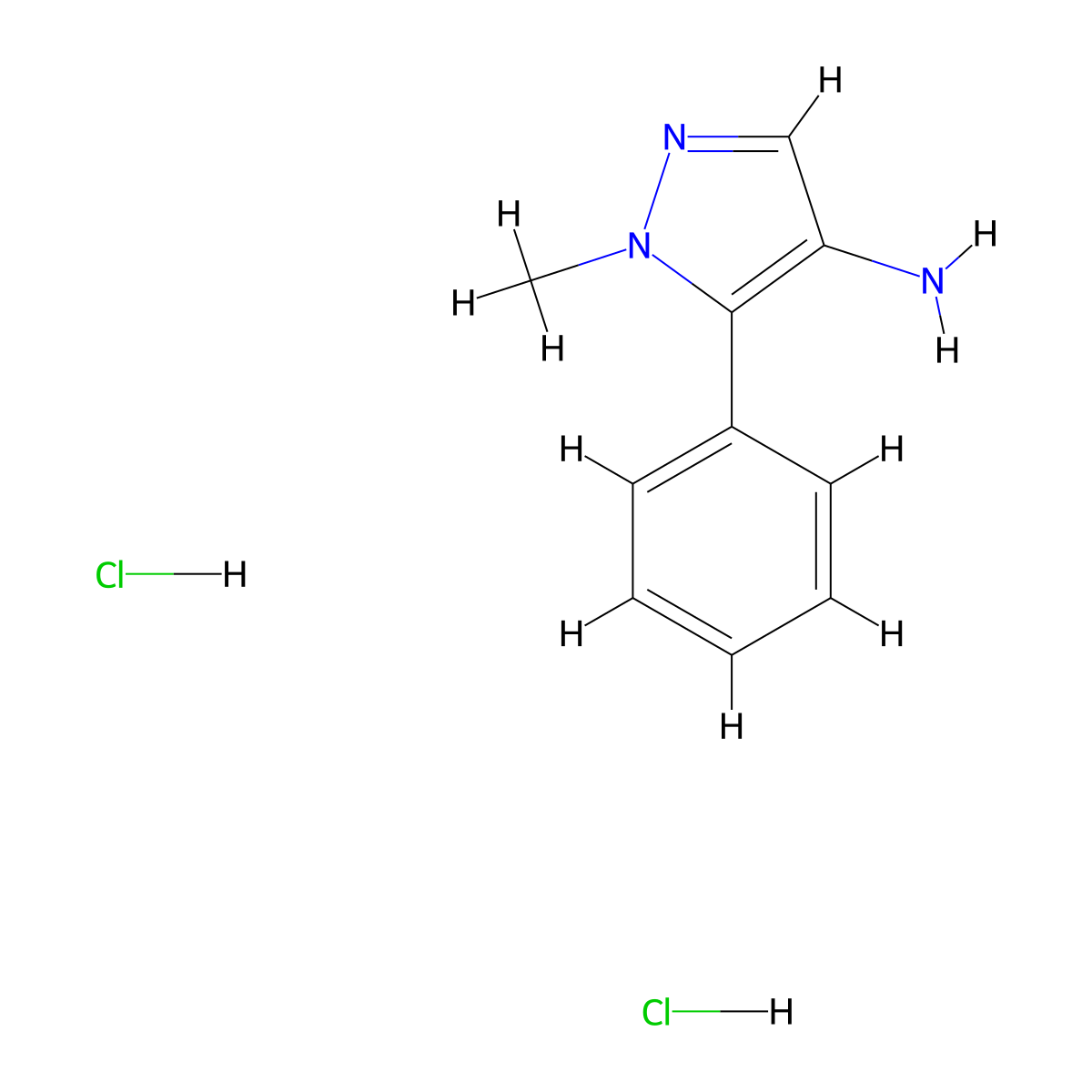 1-Methyl-5-phenyl-1H-pyrazol-4-amine (dihydrochloride) molecular structure, CAS 2973762-54-6