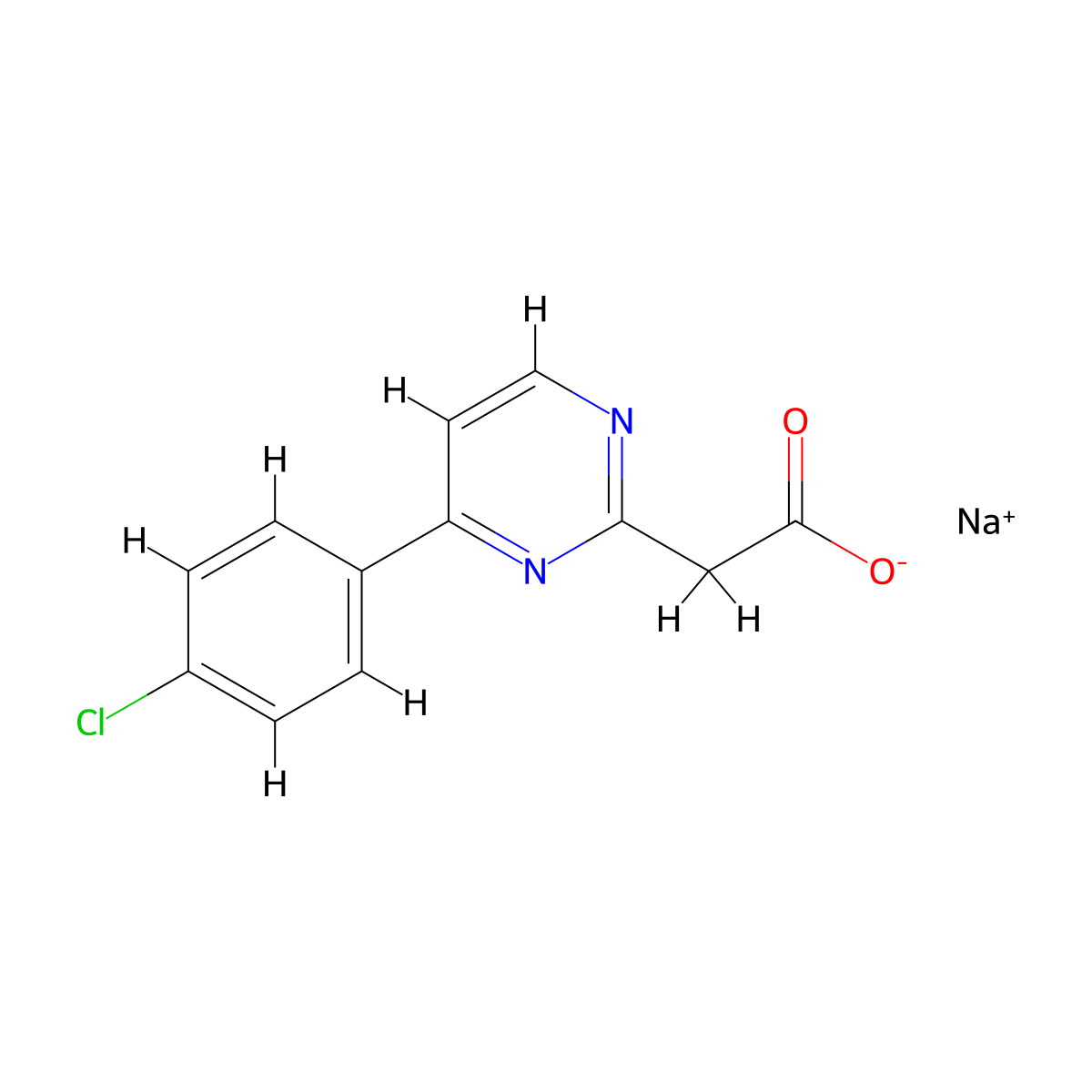 Sodium 2-(4-(4-chlorophenyl)pyrimidin-2-yl)acetate molecular structure, CAS 2973762-58-0