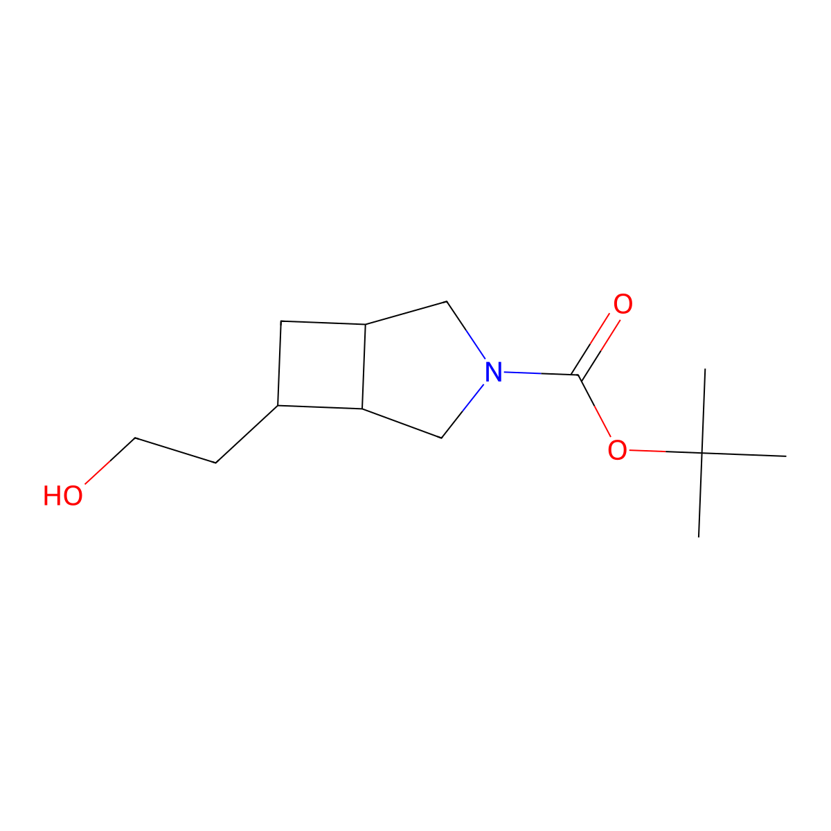 Tert-butyl 6-(2-hydroxyethyl)-3-azabicyclo[3.2.0]heptane-3-carboxylate molecular structure, CAS 2973762-63-7
