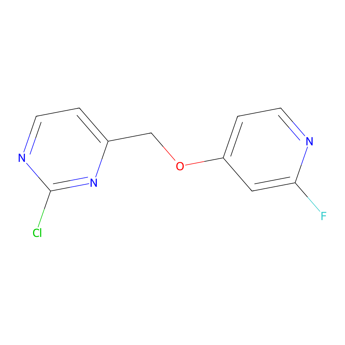 2-Chloro-4-(((2-fluoropyridin-4-yl)oxy)methyl)pyrimidine molecular structure, CAS 2973762-65-9