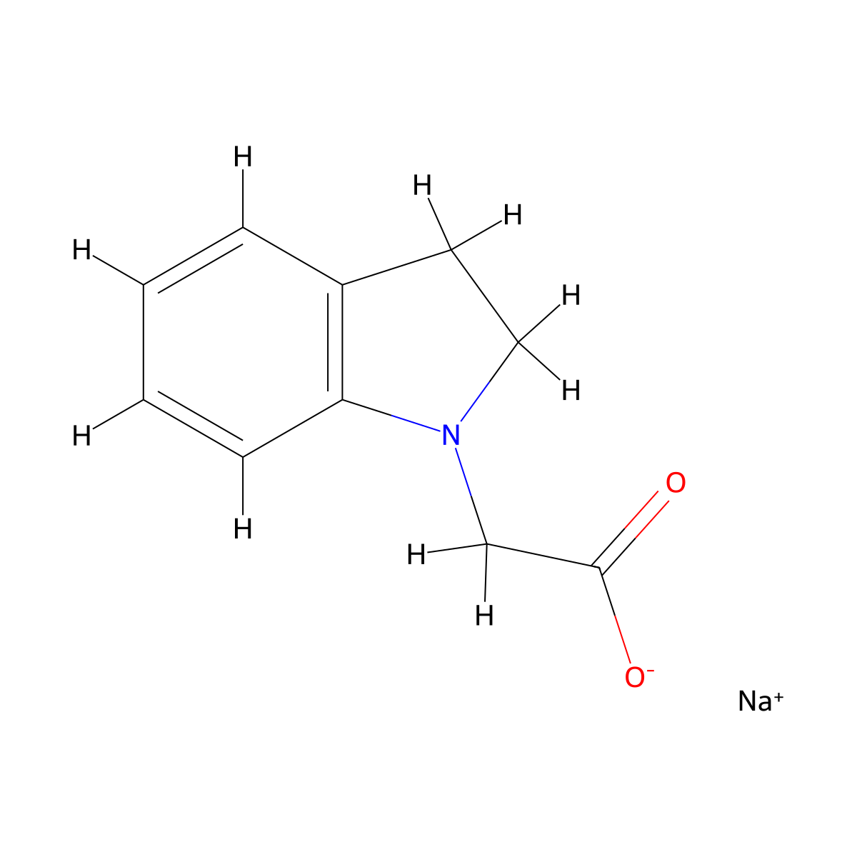 Sodium 2-(indolin-1-yl)acetate molecular structure, CAS 2973762-67-1