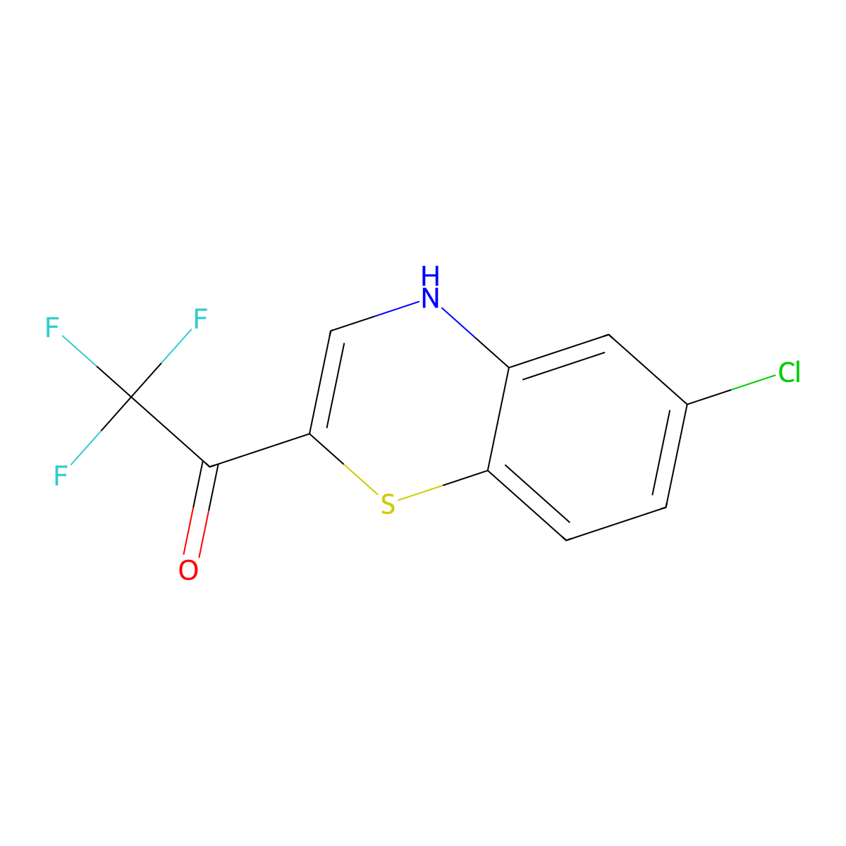 1-(6-chloro-4H-1,4-benzothiazin-2-yl)-2,2,2-trifluoroethan-1-one molecular structure, CAS 2973762-80-8