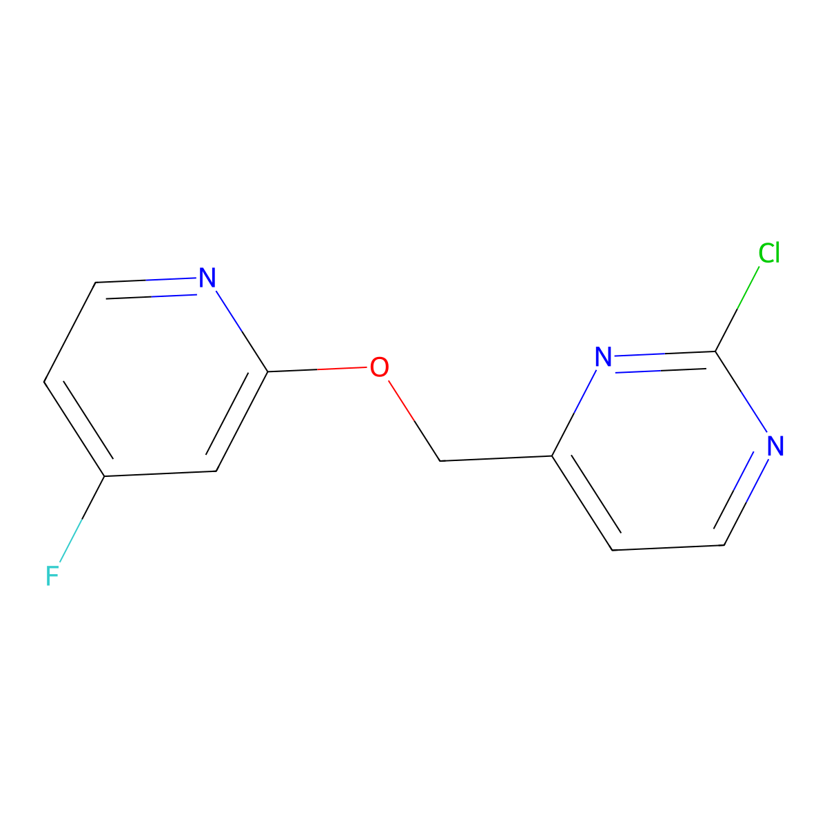 2-Chloro-4-(((4-fluoropyridin-2-yl)oxy)methyl)pyrimidine molecular structure, CAS 2973762-83-1