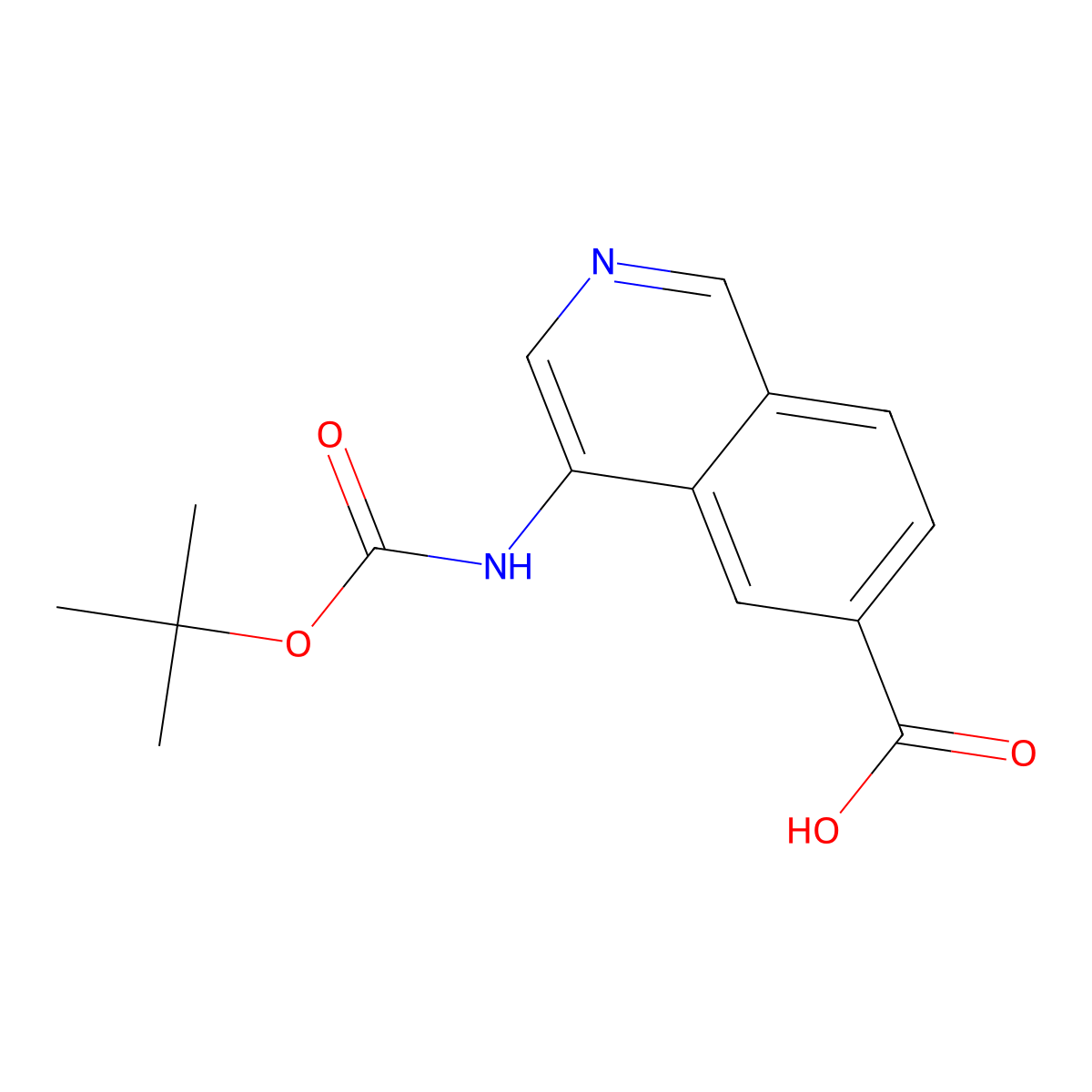 4-((tert-Butoxycarbonyl)amino)isoquinoline-6-carboxylic acid molecular structure, CAS 2973762-96-6