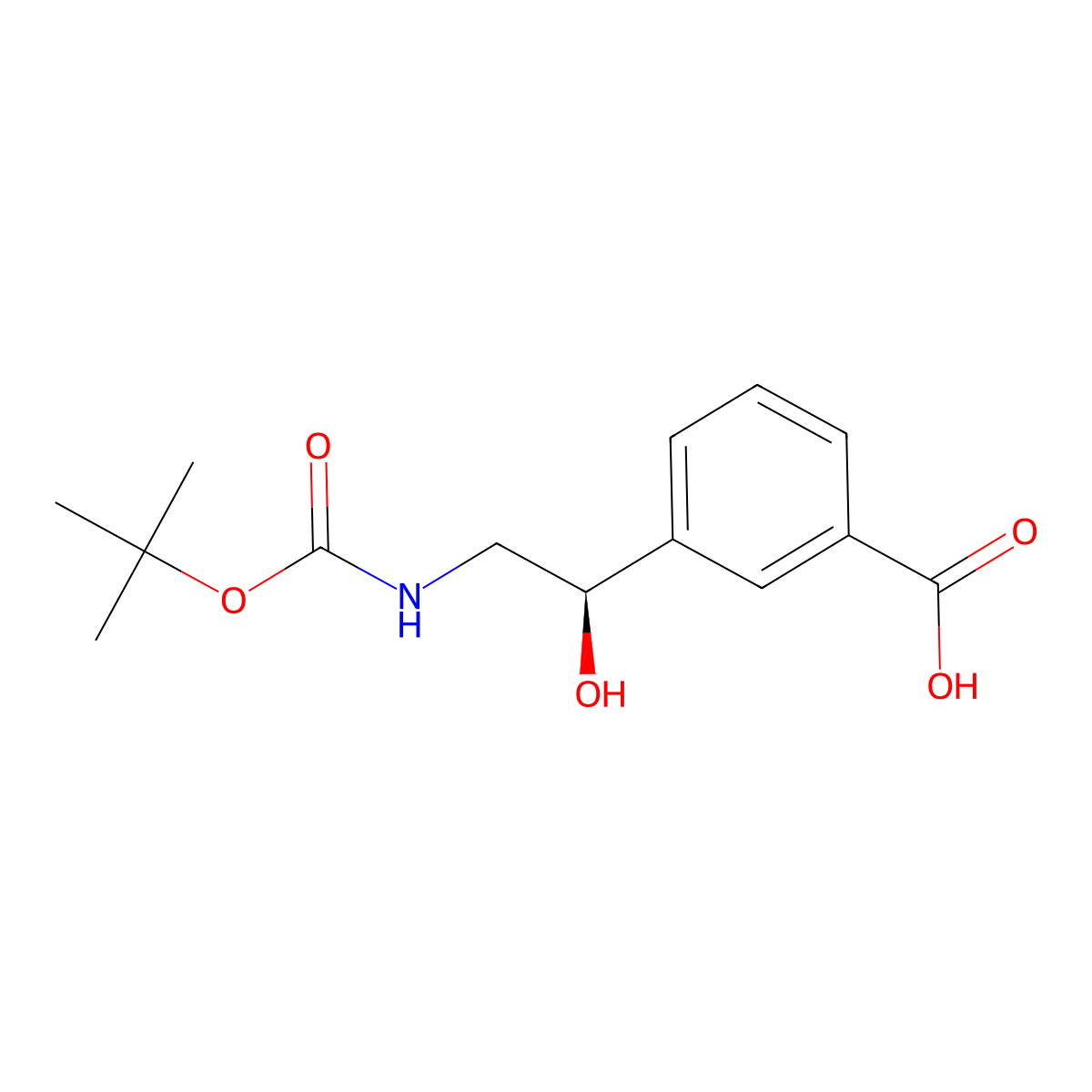 3-[(1R)-2-{[(tert-butoxy)carbonyl]amino}-1-hydroxyethyl]benzoic acid molecular structure, CAS 2973763-69-6