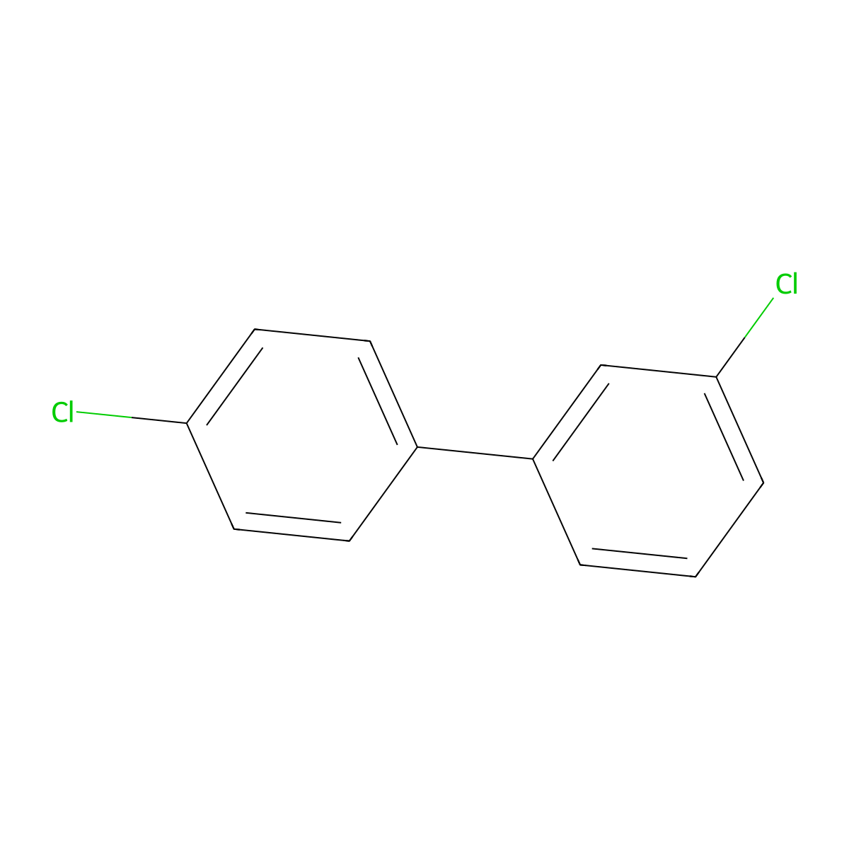 3,4'-Dichlorobiphenyl molecular structure, CAS 2974-90-5