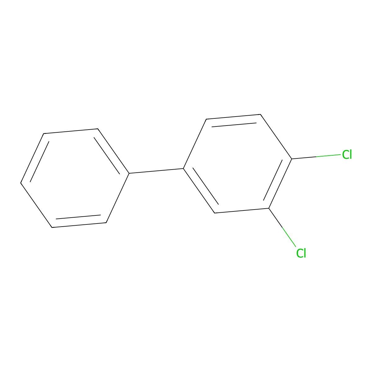 3,4-Dichlorobiphenyl molecular structure, CAS 2974-92-7