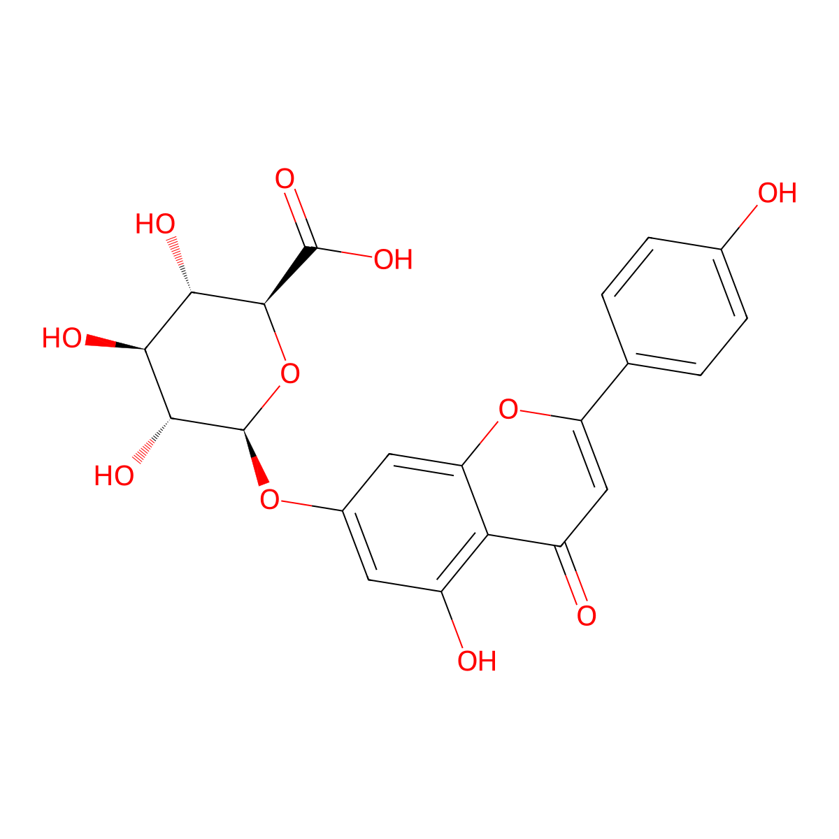 Apigenin 7-O-glucuronide molecular structure, CAS 29741-09-1