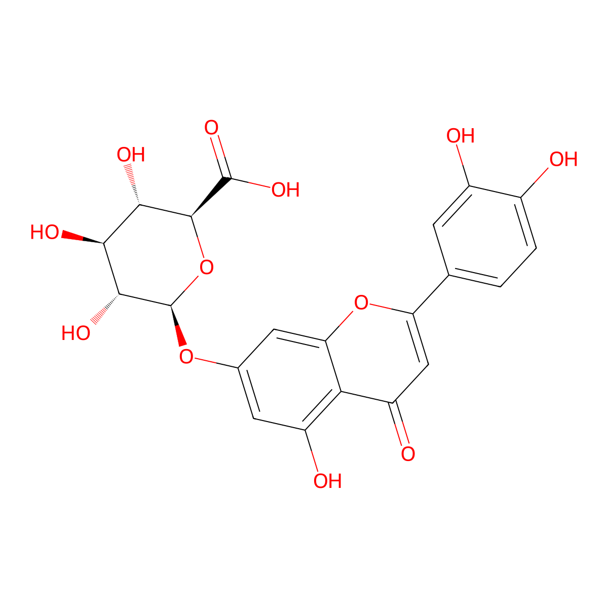 Luteolin 7-glucuronide molecular structure, CAS 29741-10-4