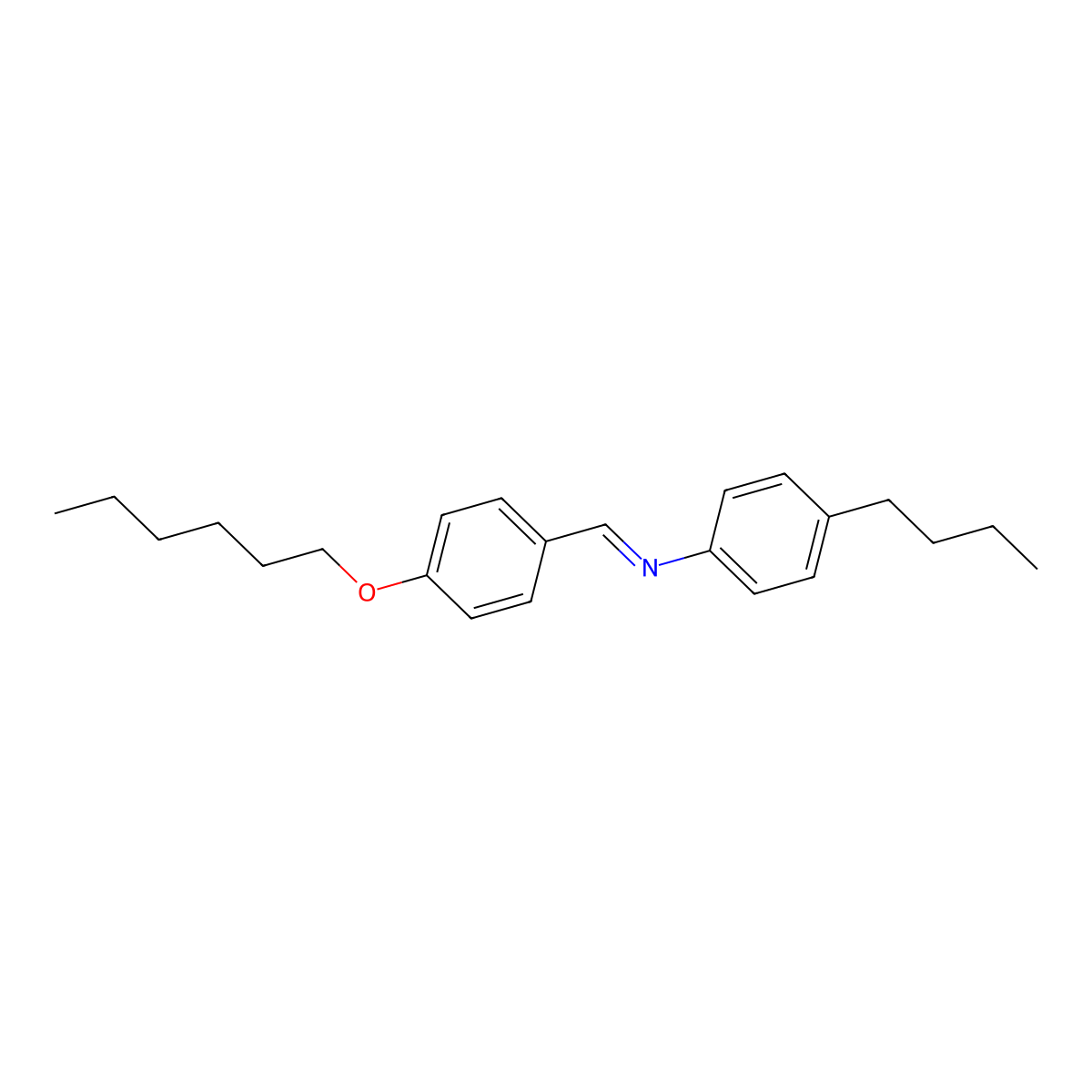 p-Hexyloxybenzylidene p-butylaniline molecular structure, CAS 29743-11-1