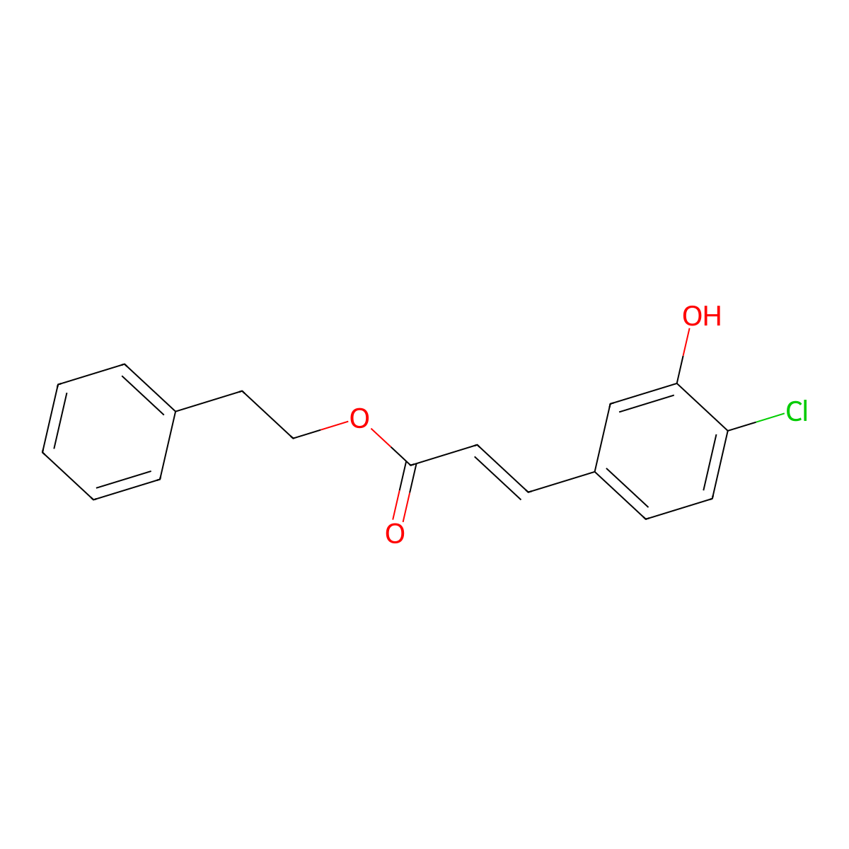 Phenethyl (E)-3-(4-chloro-3-hydroxyphenyl)acrylate molecular structure, CAS 2974348-63-3
