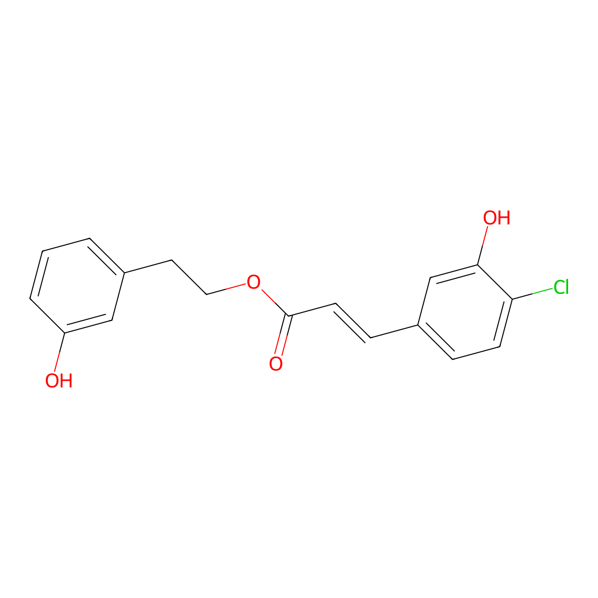 3-Hydroxyphenethyl (E)-3-(4-chloro-3-hydroxyphenyl)acrylate molecular structure, CAS 2974348-64-4