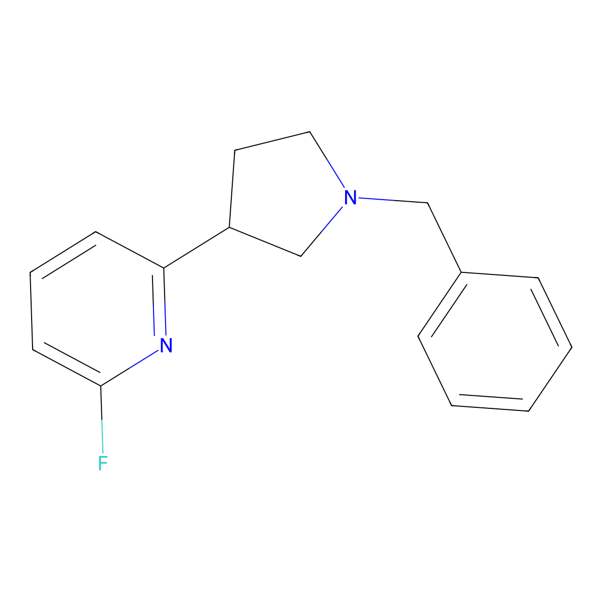 2-(1-Benzylpyrrolidin-3-yl)-6-fluoropyridine molecular structure, CAS 2974351-80-7