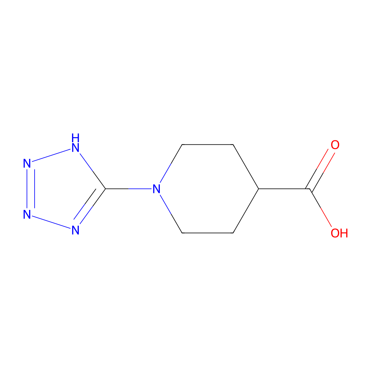 1-(1H-1,2,3,4-tetrazol-5-yl)piperidine-4-carboxylic acid molecular structure, CAS 2974353-13-2