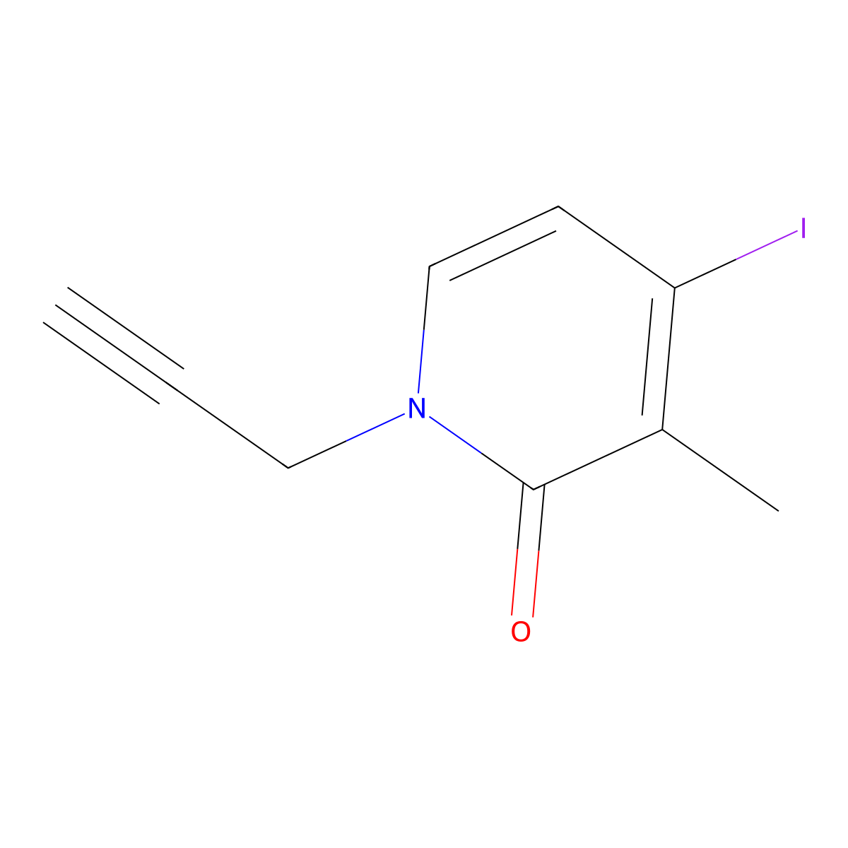 4-Iodo-3-methyl-1-(prop-2-yn-1-yl)-1,2-dihydropyridin-2-one molecular structure, CAS 2974353-87-0