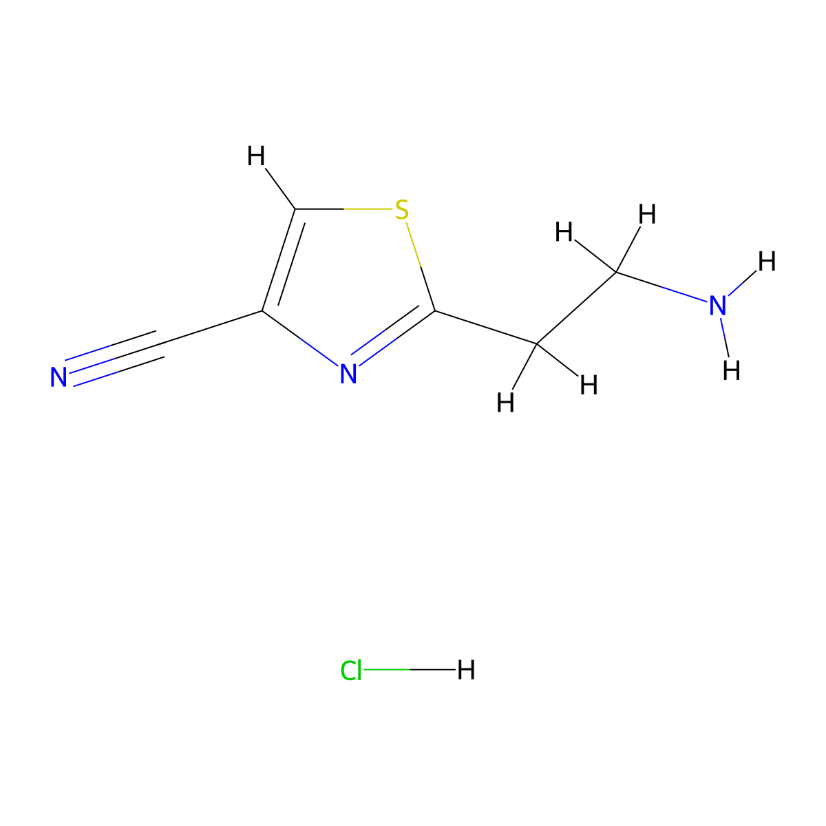 2-(2-Aminoethyl)-1,3-thiazole-4-carbonitrile hydrochloride molecular structure, CAS 2974355-32-1