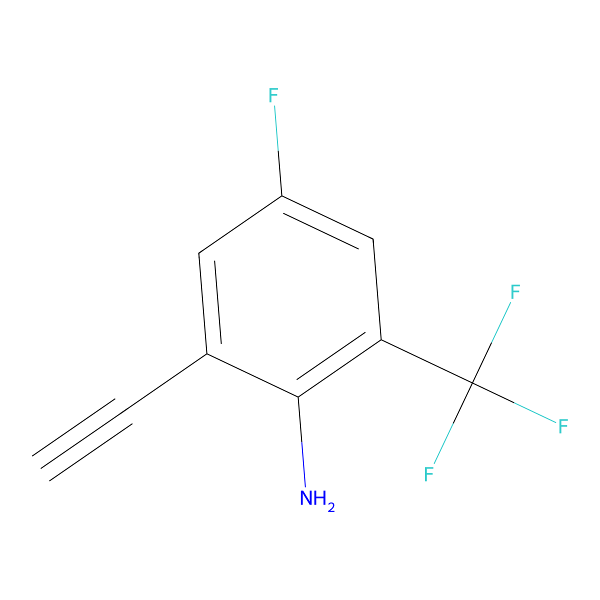 2-Ethynyl-4-fluoro-6-(trifluoromethyl)aniline molecular structure, CAS 2974356-21-1