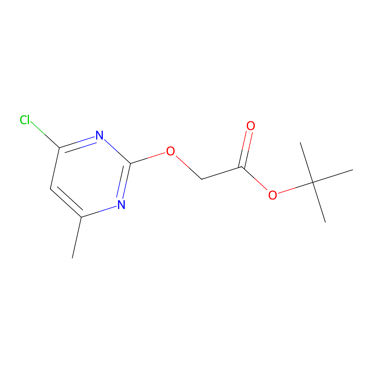 Tert-butyl 2-[(4-chloro-6-methylpyrimidin-2-yl)oxy]acetate molecular structure, CAS 2974356-33-5