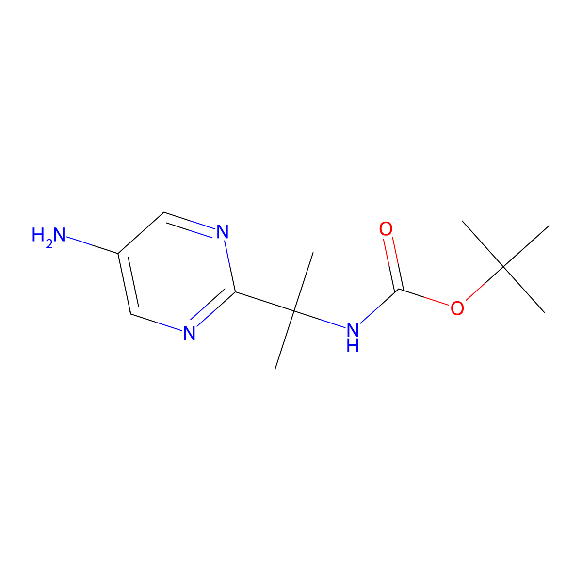tert-butyl N-[2-(5-aminopyrimidin-2-yl)propan-2-yl]carbamate molecular structure, CAS 2974358-17-1