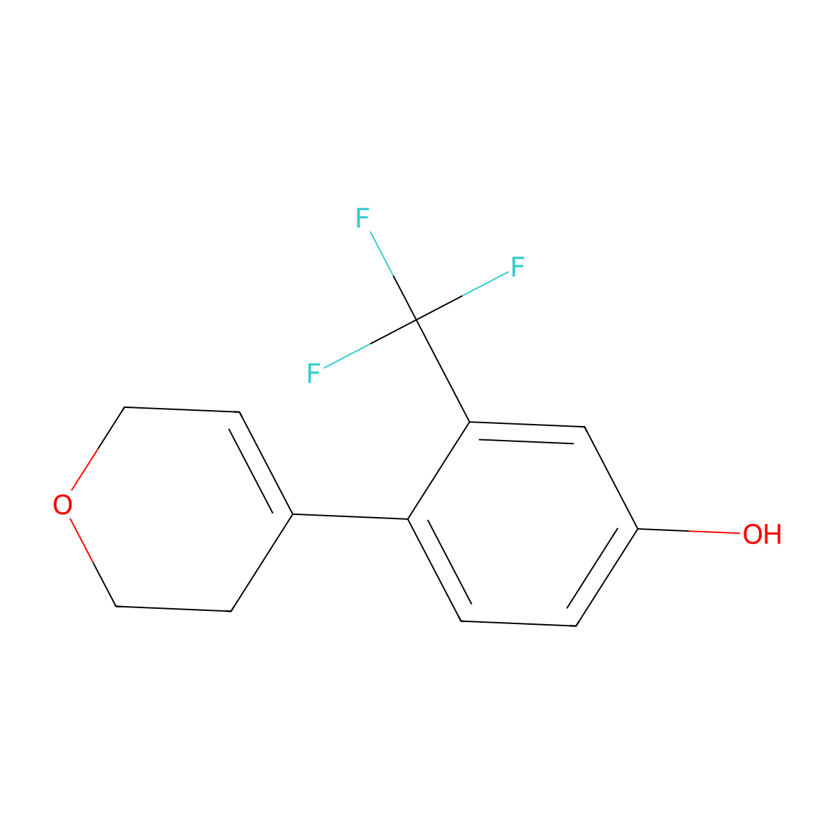 Phenol, 4-(3,6-dihydro-2H-pyran-4-yl)-3-(trifluoromethyl)- molecular structure, CAS 2974470-07-8