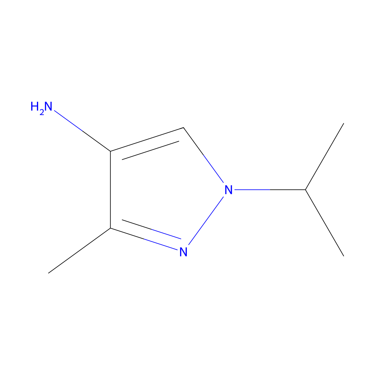 1-Isopropyl-3-methyl-1H-pyrazol-4-amine molecular structure, CAS 29751-98-2